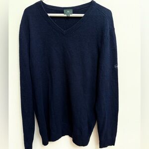 AG Green Label Wool Cashmere V-Neck Sweater in Deep Blue Size Large